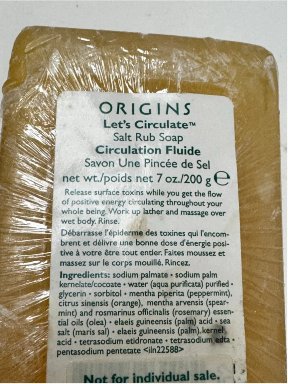 Origins Let's Circulate Salt Rub Soap Bar - New / Never Used